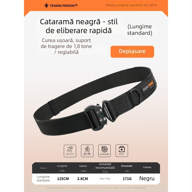 Curea tactică pentru bărbați, cataramă din aliaj, curea din nylon, lățime 3,8 cm, multifuncțional pentru sport și activități în aer liber, electroplacare
