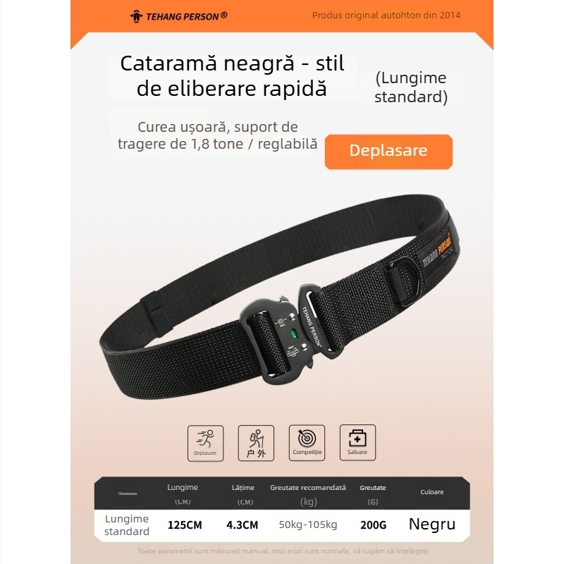 Curea tactică pentru bărbați, cataramă din aliaj, curea din nylon, lățime 3,8 cm, multifuncțional pentru sport și activități în aer liber, electroplacare