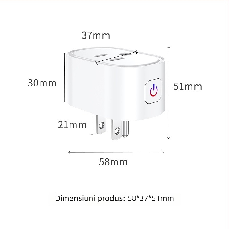 Graffiti Priză Inteligentă WiFi Mini 16A cu Măsurare a Consumului, Control de la Distanță prin Alexa, Interval 110-240V