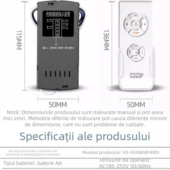 Sanyue Lighting Telecomandă pentru lumină și ventilator de tavan - receptor pentru ventilator de tavan, -40°C până la 85°C, întrerupător wireless