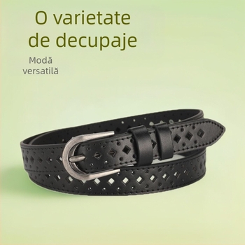 Centură pentru femei din PU, cataramă din aliaj cu închidere cu pin, lățime sub 2 cm, stil vintage-literar retro