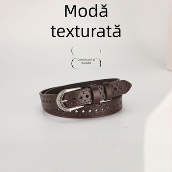 Centură pentru femei din PU, cataramă din aliaj cu închidere cu pin, lățime sub 2 cm, stil vintage-literar retro