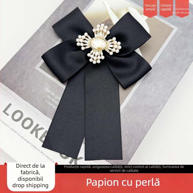 Papion cu floare pentru guler, manual, unisex, poliester și bumbac, seria Prințesa