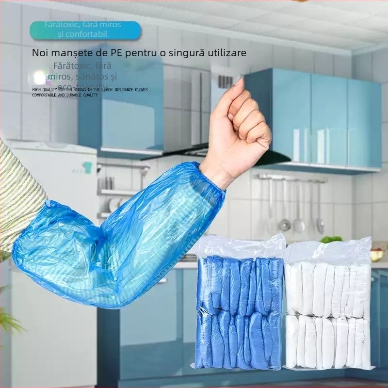 Mâneci de unică folosință din PE pentru bucătărie — impermeabile, rezistente la ulei și uzură, îngroșate pentru spălat vase