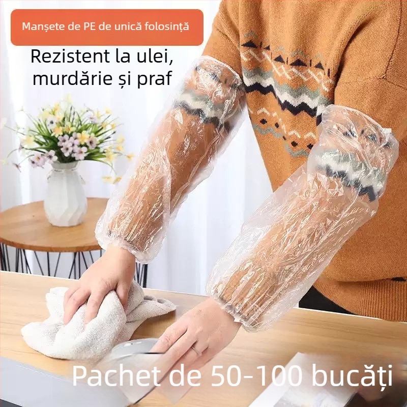 Mâneci de unică folosință din PE pentru bucătărie — impermeabile, rezistente la ulei și uzură, îngroșate pentru spălat vase