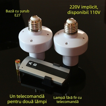 Comutator fără fir pentru lampă, bază E27, multi-grup, telecomandă, 315 MHz RF, 110V