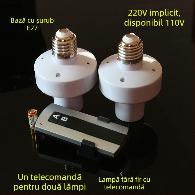 Comutator fără fir pentru lampă, bază E27, multi-grup, telecomandă, 315 MHz RF, 110V