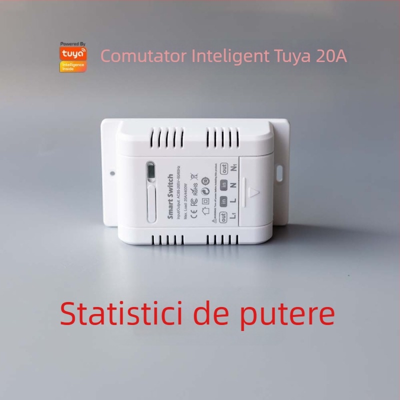 Intrerupător WiFi inteligent cu control vocal și monitorizare a consumului de energie, 20A, 110-240V AC