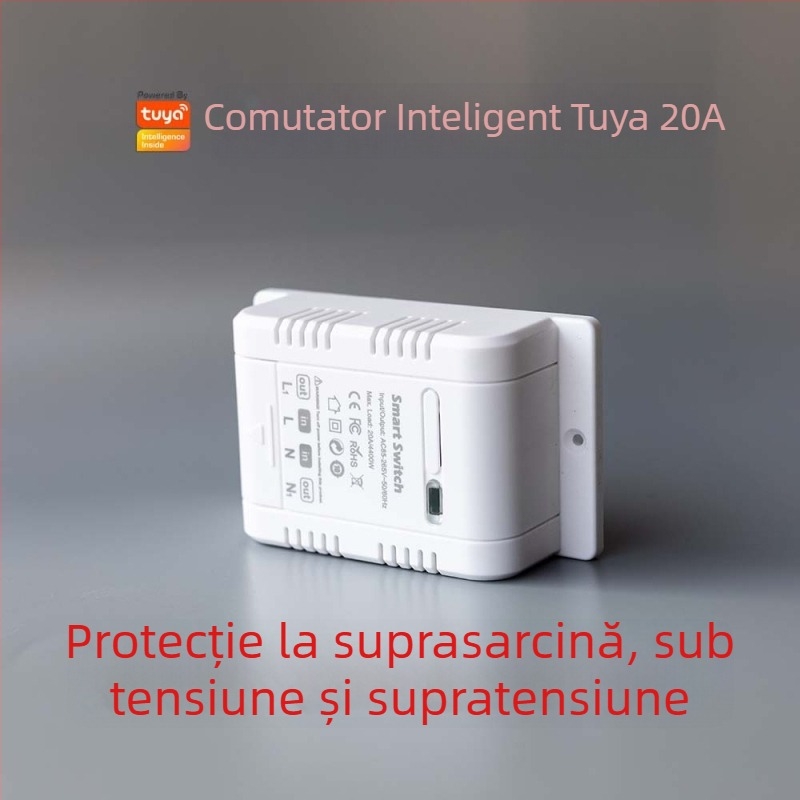 Intrerupător WiFi inteligent cu control vocal și monitorizare a consumului de energie, 20A, 110-240V AC