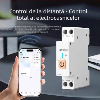 Comutator WiFi cu control de la distanță, montaj 118×72 mm, panou ABS, AC220-240V, 5A