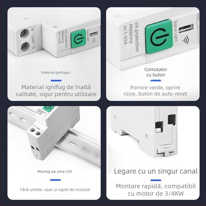 Comutator WiFi cu control de la distanță, montaj 118×72 mm, panou ABS, AC220-240V, 5A
