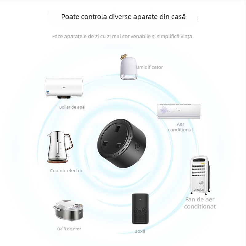 Priză WiFi inteligentă cu standard UK, control prin aplicație, 16A, 110-240V, 3500W, greutate 84 g