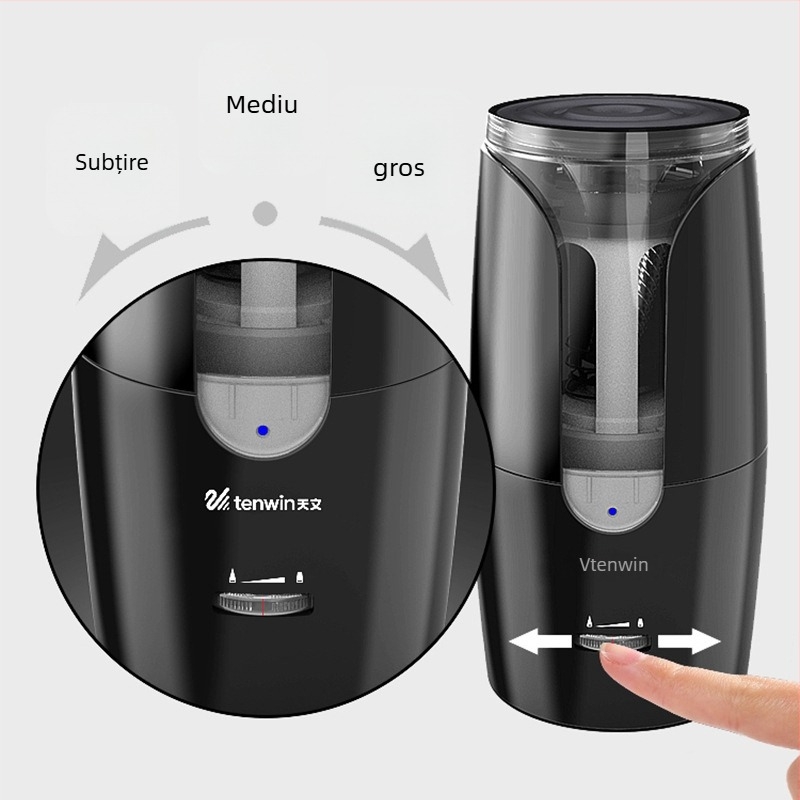 Ascuțitoare electrică de creioane TEN-WIN Astronomy 8028, corp din plastic, design geometric, mecanism cu tijă triunghiulară