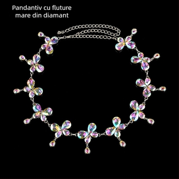 Lanț de talie pentru belly dance, din metal, cu cristale, finisaj lucios, stil versatil, cu o singură buclă în talie