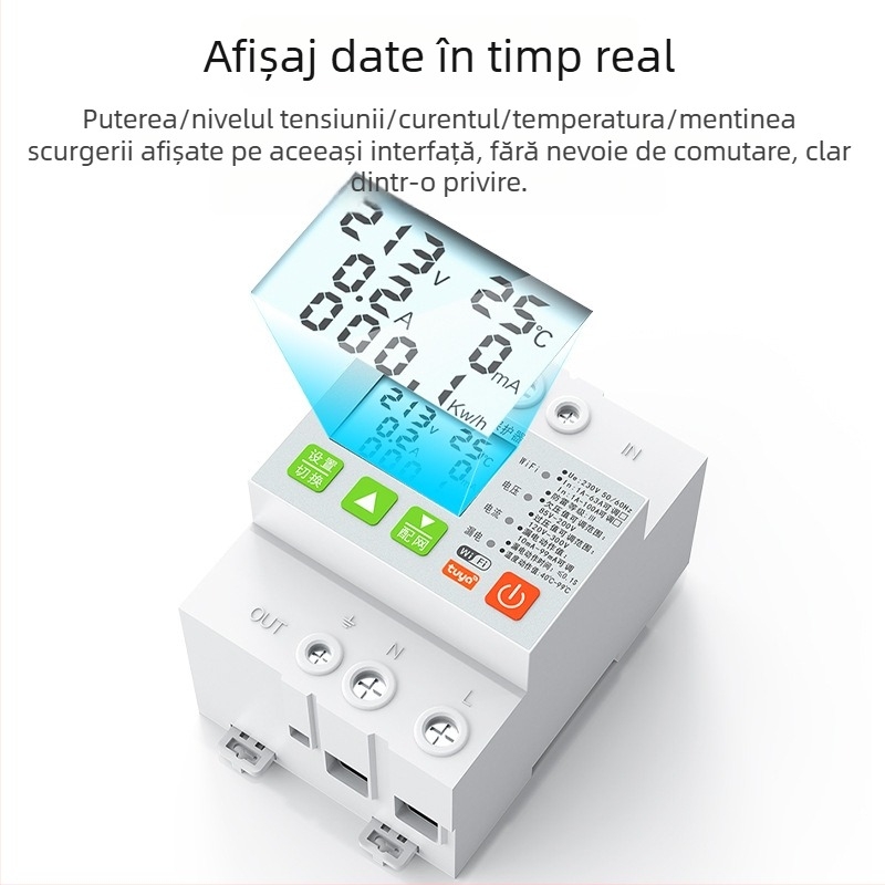 Quick Pass întrerupător WIFI inteligent cu protecție la supratensiune/subtensiune, protecție la scurgeri de curent și la trăsnet, control prin APP, repornire automată, carcasă PA66, 85-265V AC, 85-240V 3C rating