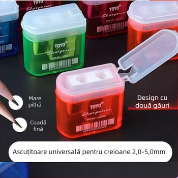 Ascuțitor de creioane Dongyang 210, cu două găuri, corp din plastic