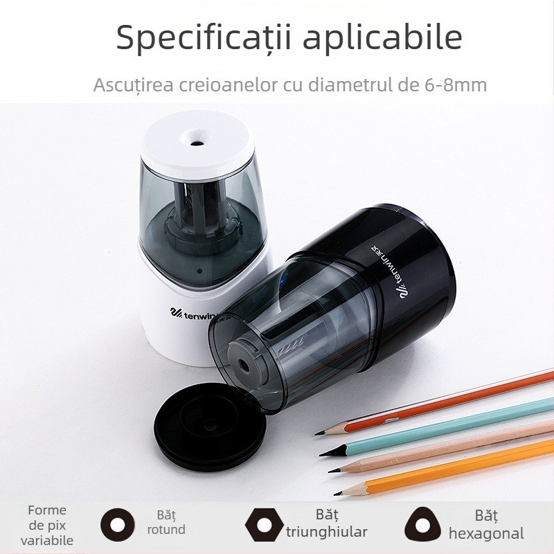 Ascuțitor de creioane electric 8010 – acționare electrică, corp din ABS, ambalaj cutie de carton