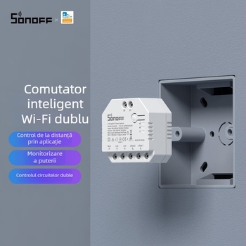 Sonoff DualR3 Yiweilian întrerupător WiFi inteligent, cu dublu releu, 100-240V AC, 10A, distanța dintre găuri de montaj 10 mm, carcasă din PC ignifug, foaie de cupru
