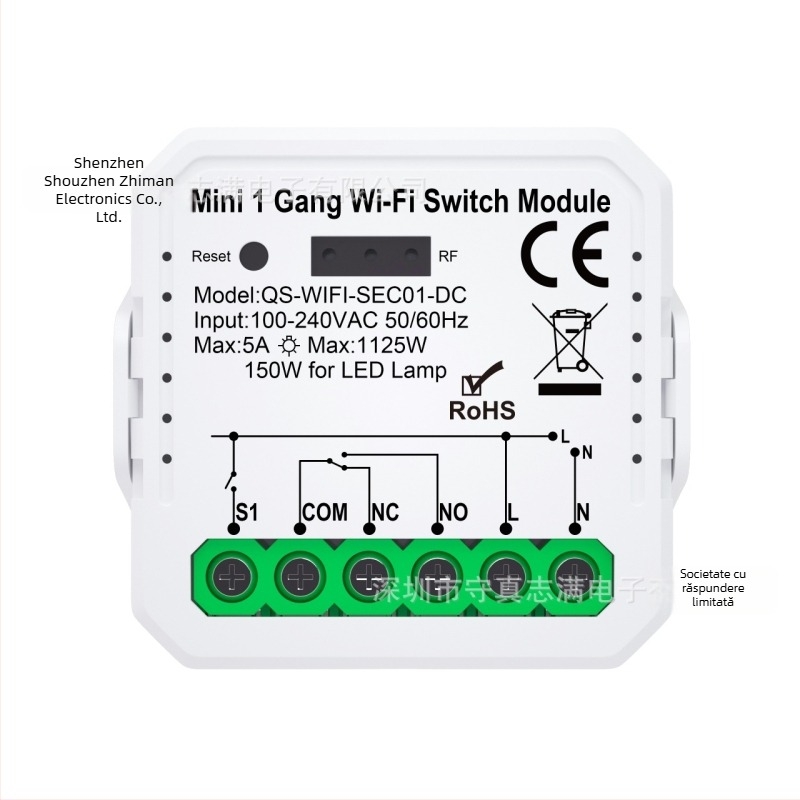 SZZM comutator Zigbee cu contact uscat, 100-240V AC, 5A