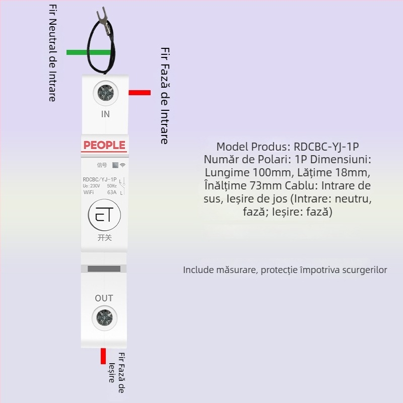 Întrerupător inteligent de circuit WiFi, cu control de la distanță prin telefon mobil și temporizator, 220V AC, 63A, reglabil până la 15000W