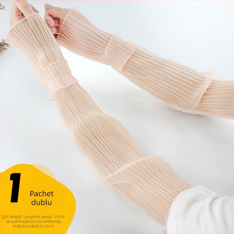 Manșete cu protecție UV, plasă din mătase rece și dantelă subțire, poliester