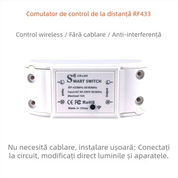 Comutator de iluminat fără fir, 433MHz RF, 220V, autoadeziv (433 MHz RF, 220V, fără fir, autoadeziv)