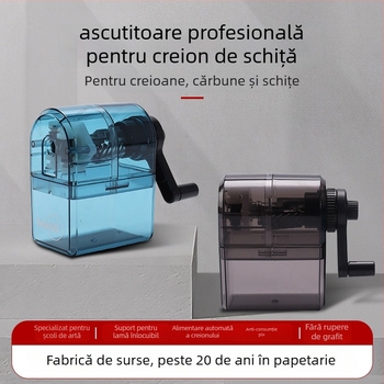 Ascuțitoare pentru creioane de schiță, a doua generație, versiune îmbunătățită, material PC, acționare manuală, compatibil cu creioanele de cărbune, 175 g