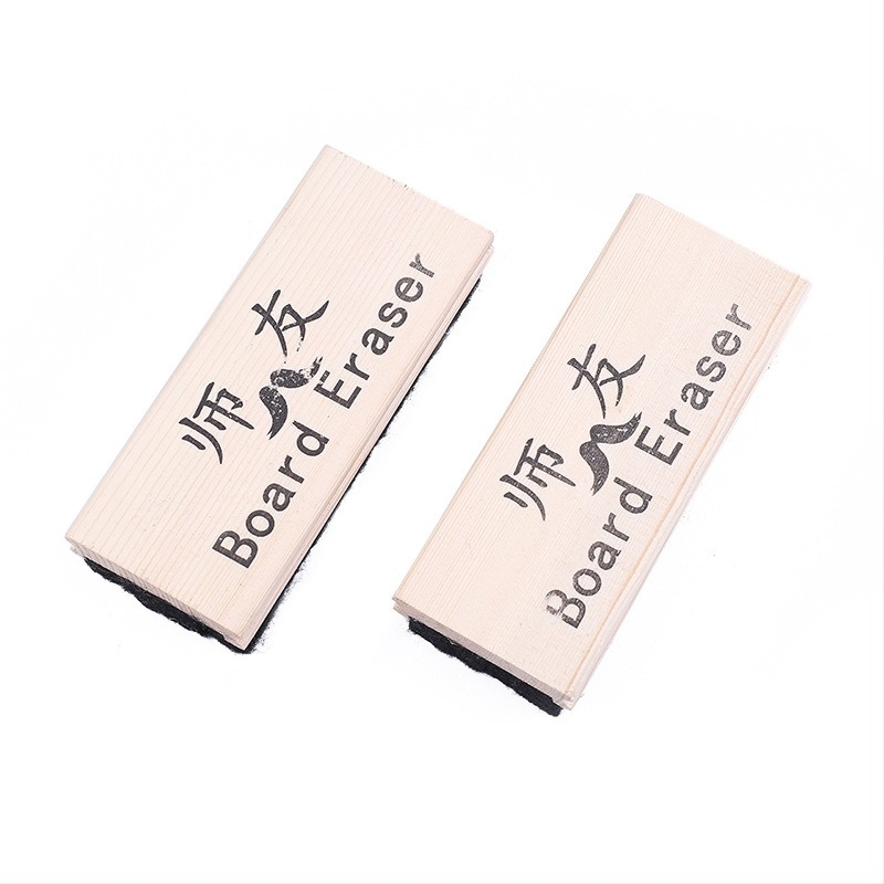 Radieră din lemn pentru tablă neagră și tablă albă, cap din fibră de filc chimică, ștergere ușoară