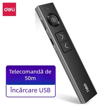 Deli 50681 Laser digital pentru pagini, indicator electronic de predare, încărcare USB, rază de 50 m, baterie de 300 mAh