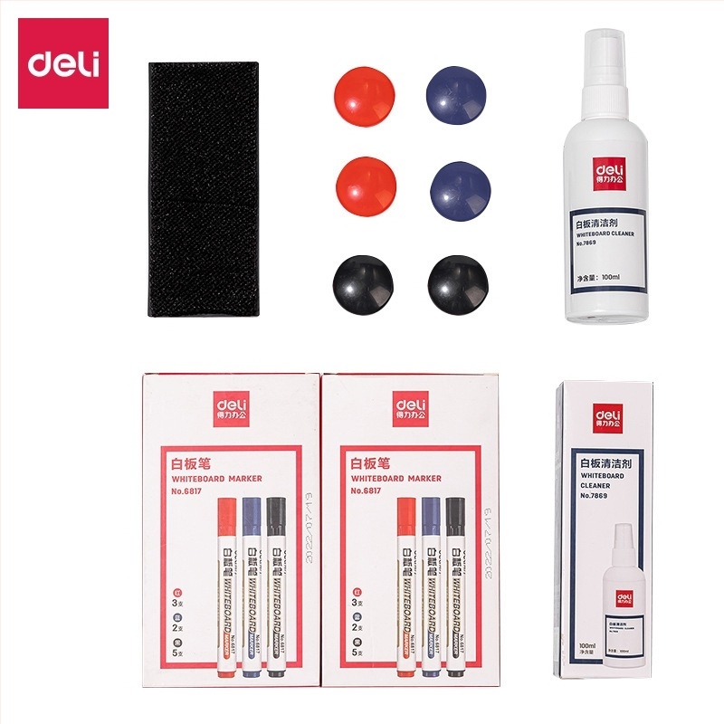 Set accesorii tablă albă MB402 de la Deli pentru birou (carcasă din plastic; lățime linie 1–3 mm; pentru birou)