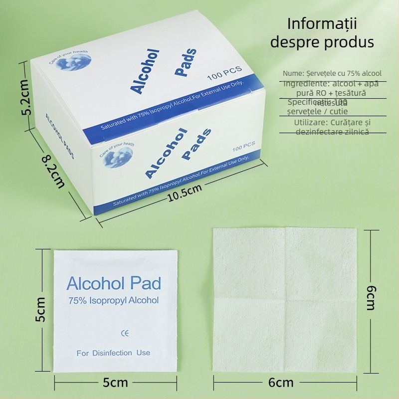 Șervete cu 75% etanol – All-in-One set pentru curățare: telefon, unghii și accesorii pentru urechi, curățare și dezinfectare