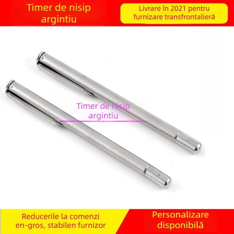 stilou indicator retractabil din oțel inoxidabil, cu 7 secțiuni, corp metalic, vârf bilă 0,5 mm