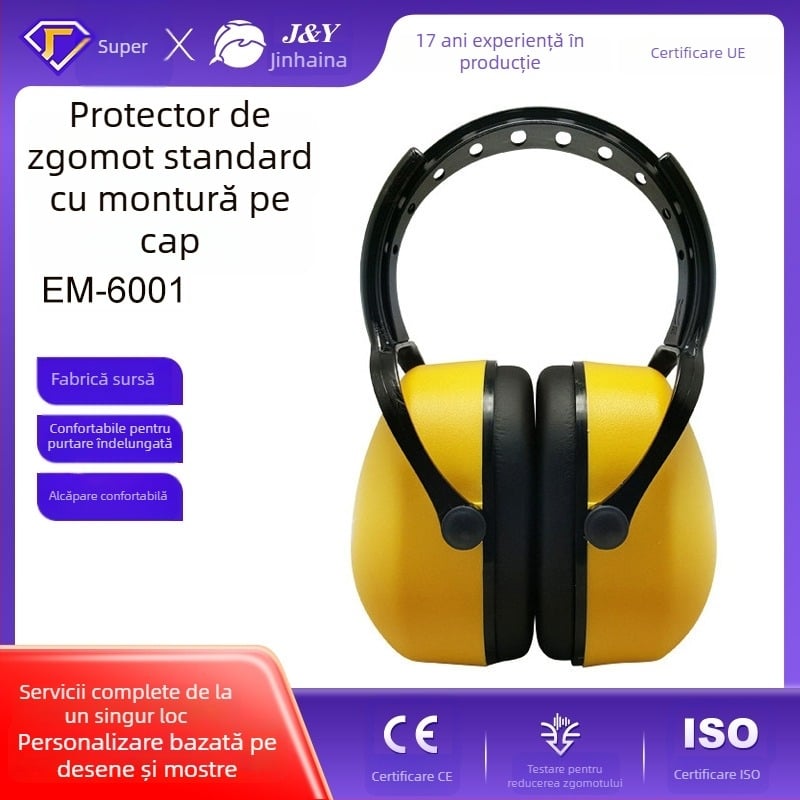 Protecție auditivă ABS pentru studiu și somn, izolare fonică, fixare pe cap, căptușeală din burete, EM-6001, 27dB SNR / 30dB NNR