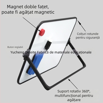 Tablă magnetică dublu-fațetă pentru birou, cu cadru din plastic și panou din metal — Instrument educațional pentru copii