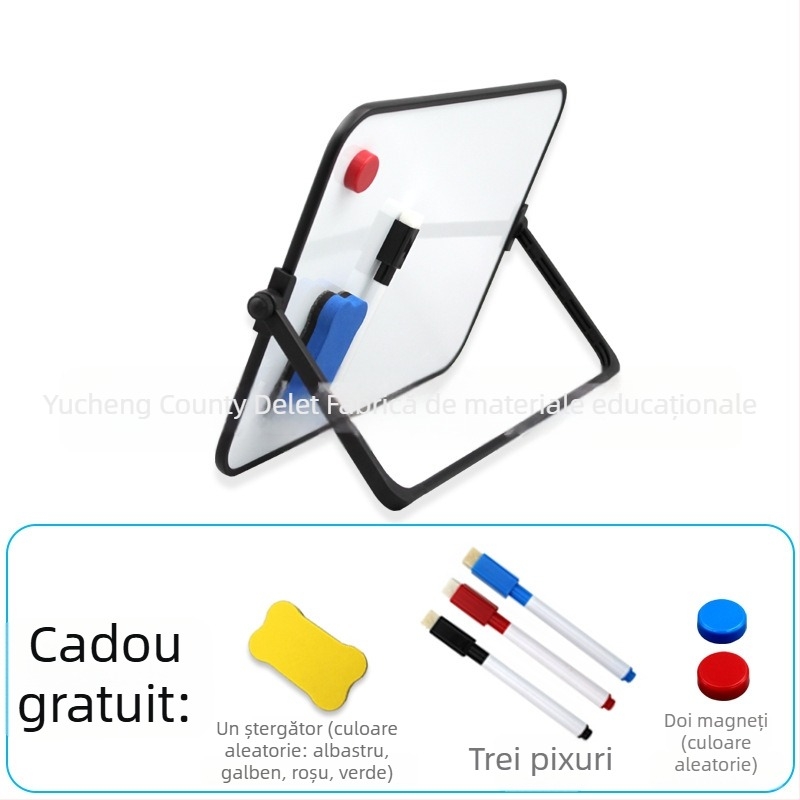 Tablă magnetică dublu-fațetă pentru birou, cu cadru din plastic și panou din metal — Instrument educațional pentru copii