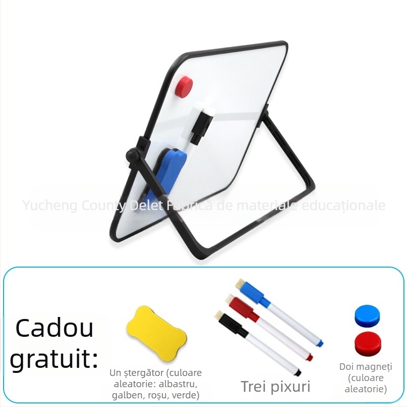 Tablă magnetică dublu-fațetă pentru birou, cu cadru din plastic și panou din metal — Instrument educațional pentru copii