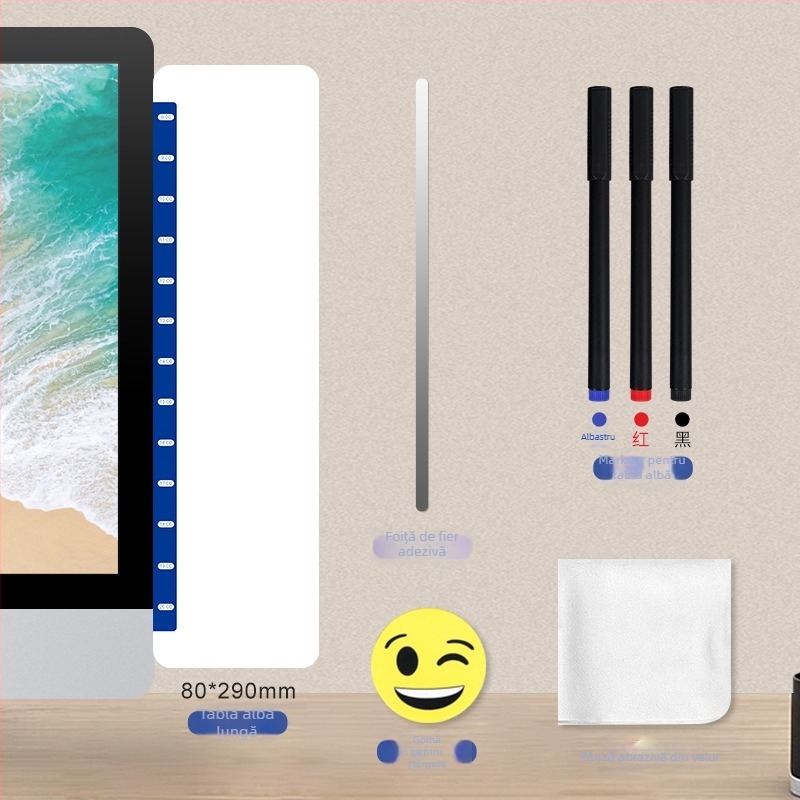 Tablou de note magnetic bidirecțional pentru monitorul calculatorului, șters, din material regenerabil