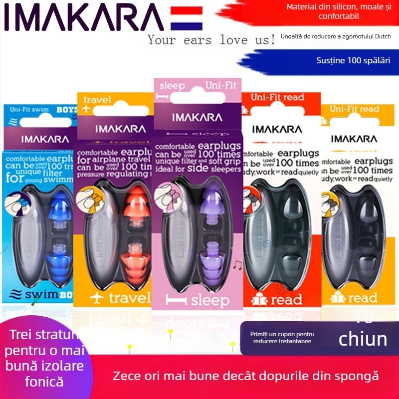 Dopuri de urechi - silicon termic, ecologice, design in-ear, 40 dB NR, pentru somn, studiu și birou