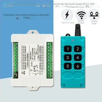 Întrerupător wireless cu șase canale cu releu și receptor 12V/24V pentru iluminat, control de acces și motor pentru barieră