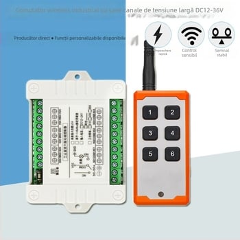 Întrerupător wireless cu șase canale cu releu și receptor 12V/24V pentru iluminat, control de acces și motor pentru barieră