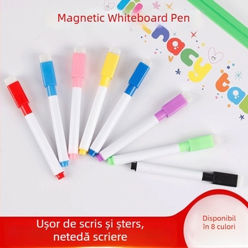 Xiaguang Set de accesorii pentru tablă – 8 Markere colorate, 2 cuie magnetice, 2 cârlige, 1 radieră; panou din metal, față unică