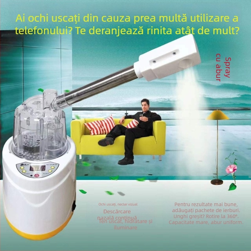 Inhalator de aburi pentru nas, față și ochi – abur fierbinte, carcasă gravată cu laser, reglaje peste 5 trepte, fără baterie, timp de emisie abur 11–30 s