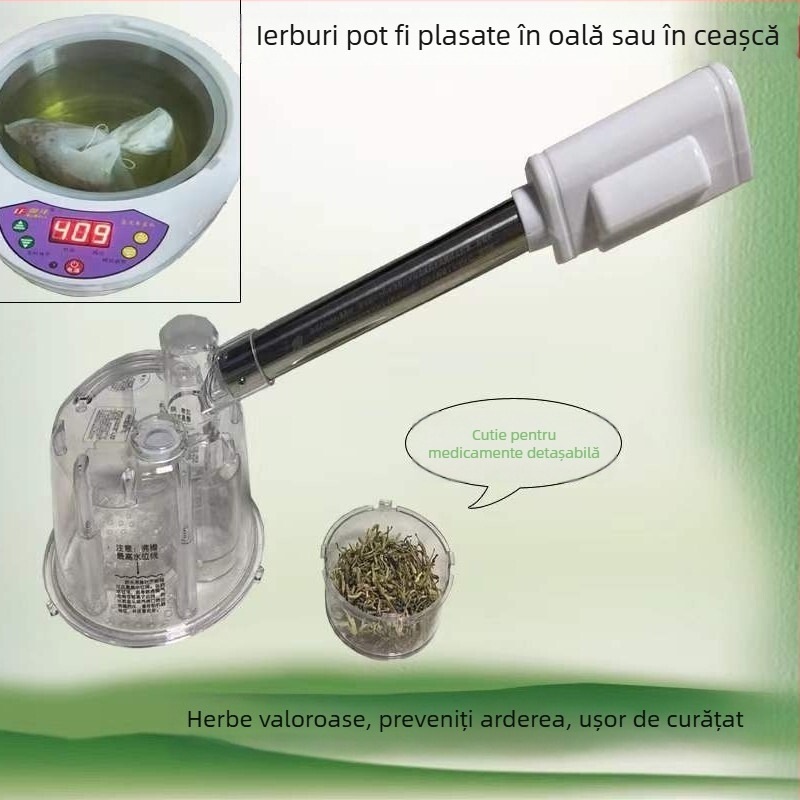 Inhalator de aburi pentru nas, față și ochi – abur fierbinte, carcasă gravată cu laser, reglaje peste 5 trepte, fără baterie, timp de emisie abur 11–30 s