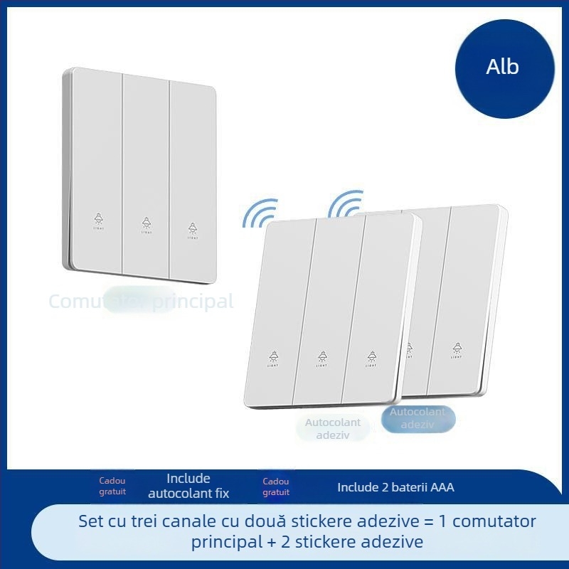Comutator wireless cu telecomandă pentru iluminat – pentru uz casnic și de birou – temperatură de funcționare -20 până la 50 °C