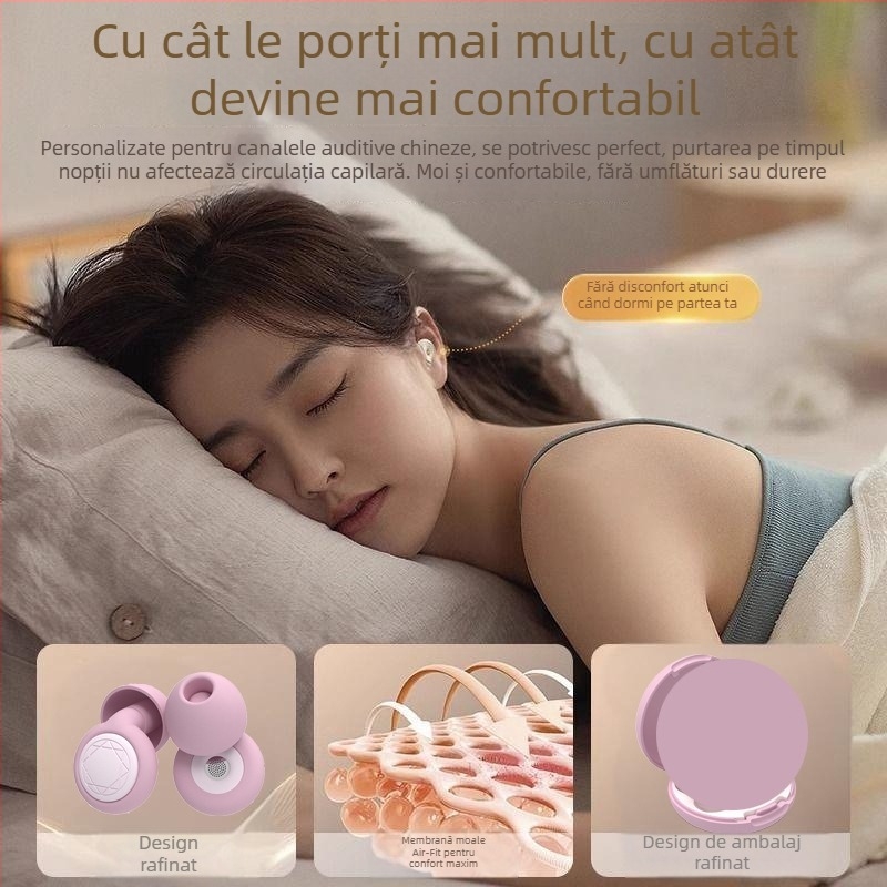 Dopuri de urechi din silicon pentru somn, reducere a zgomotului de 36 dB, EN352-2, purtare în urechi