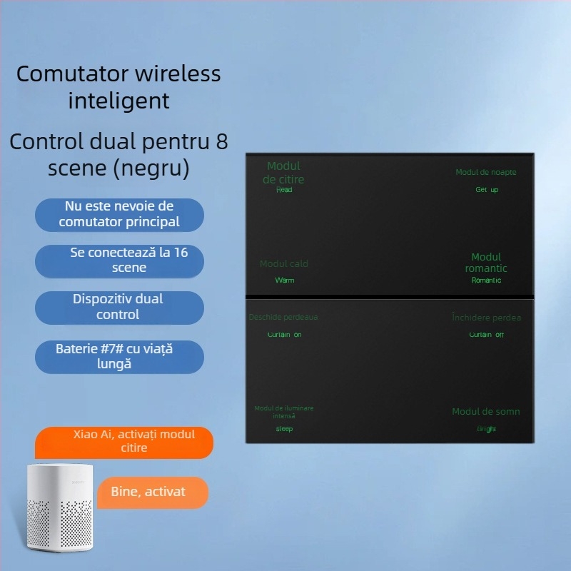 Întrerupător wireless inteligent cu Bluetooth Mesh, conectare la aplicația Mijia, control dual, fără cabluri