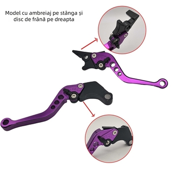 Tsann Kuen LD-01YL Set universal de pârghii pentru motocicletă în stil bullhorn, cap turnat, reglaj în șase poziții pentru frână cu disc și ambreiaj