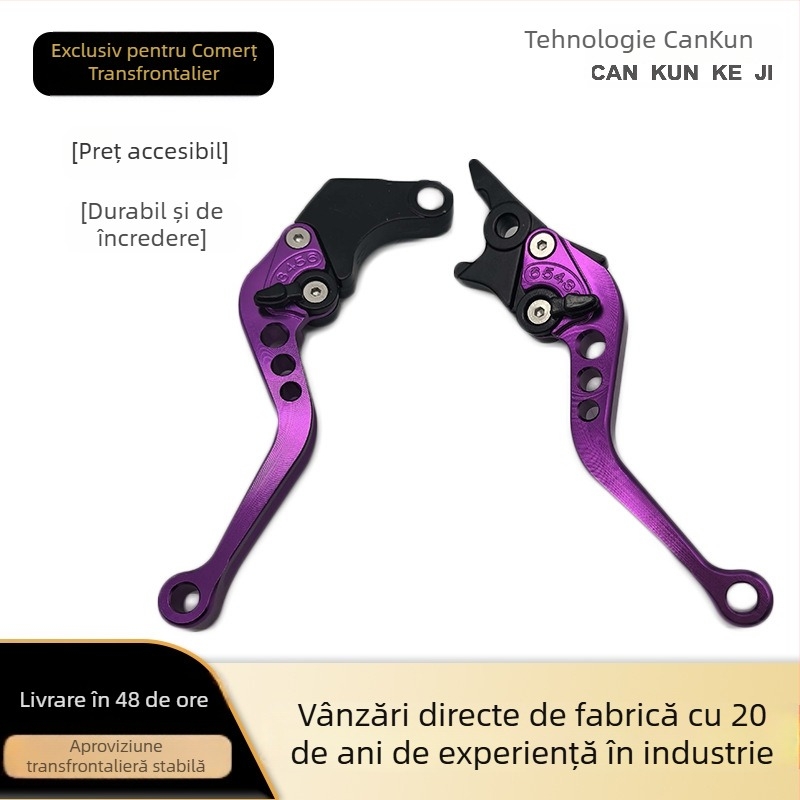 Tsann Kuen LD-01YL Set universal de pârghii pentru motocicletă în stil bullhorn, cap turnat, reglaj în șase poziții pentru frână cu disc și ambreiaj