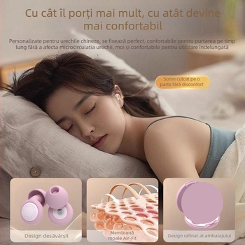 Dopuri de urechi pentru somn, silicon, 48% reducere a zgomotului, EN352-2, pentru somn și lucru