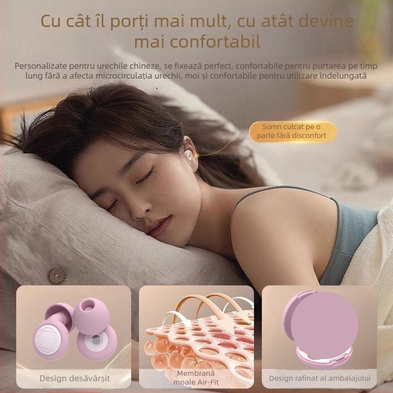 Dopuri de urechi pentru somn, silicon, 48% reducere a zgomotului, EN352-2, pentru somn și lucru